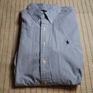 Ralph Lauren baby blue/white mini "blake" button down long sleeve large